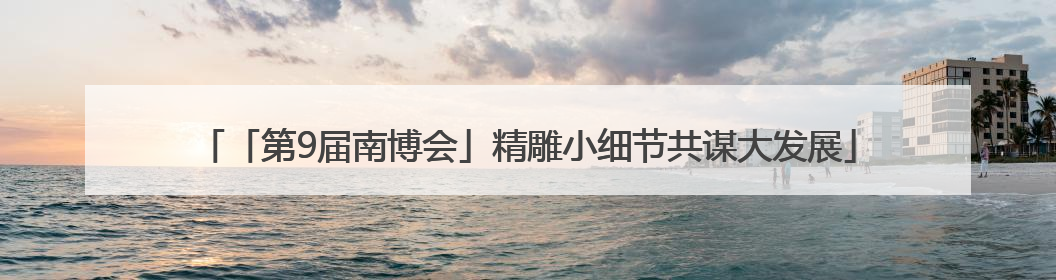 「第9届南博会」精雕小细节共谋大发展