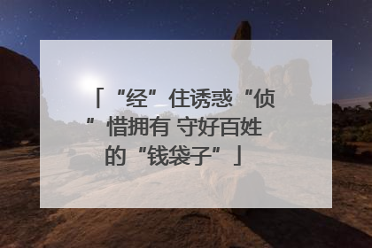 “经”住诱惑“侦”惜拥有 守好百姓的“钱袋子”
