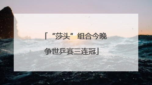 “莎头”组合今晚争世乒赛三连冠