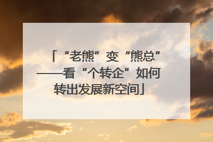 “老熊”变“熊总”——看“个转企”如何转出发展新空间