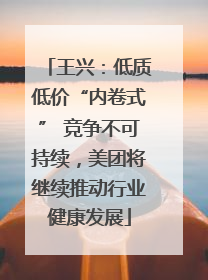 王兴：低质低价“内卷式” 竞争不可持续，美团将继续推动行业健康发展