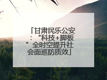 甘肃民乐公安：“科技+脚板”全时空提升社会面巡防质效