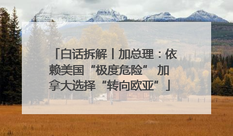 白话拆解丨加总理：依赖美国“极度危险” 加拿大选择“转向欧亚”