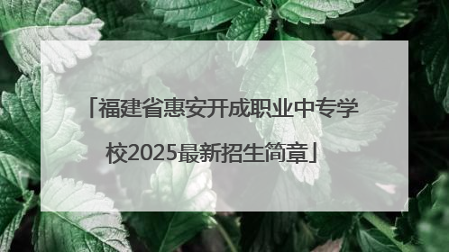 福建省惠安开成职业中专学校2025最新招生简章