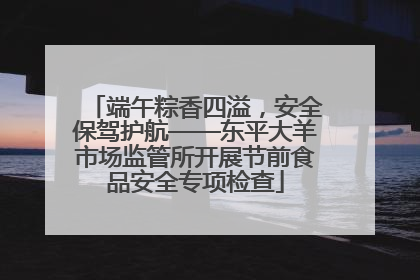 端午粽香四溢，安全保驾护航——东平大羊市场监管所开展节前食品安全专项检查