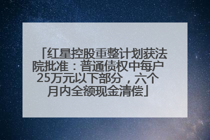 红星控股重整计划获法院批准：普通债权中每户25万元以下部分，六个月内全额现金清偿