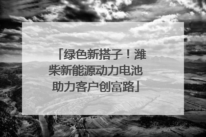 绿色新搭子！潍柴新能源动力电池助力客户创富路
