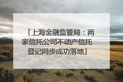 上海金融监管局：两家信托公司不动产信托登记同步成功落地