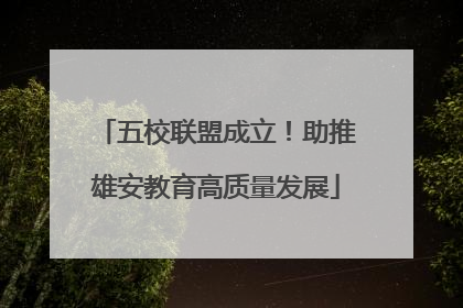 五校联盟成立！助推雄安教育高质量发展