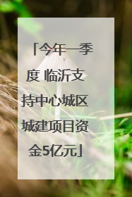 今年一季度 临沂支持中心城区城建项目资金5亿元