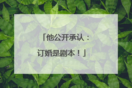 他公开承认：订婚是剧本！