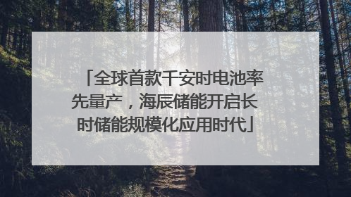全球首款千安时电池率先量产，海辰储能开启长时储能规模化应用时代