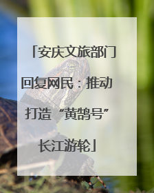 安庆文旅部门回复网民：推动打造“黄鹄号”长江游轮