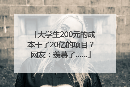 大学生200元的成本干了20亿的项目？网友：羡慕了……
