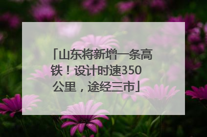 山东将新增一条高铁！设计时速350公里，途经三市