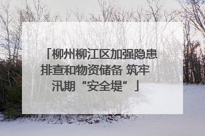 柳州柳江区加强隐患排查和物资储备 筑牢汛期“安全堤”