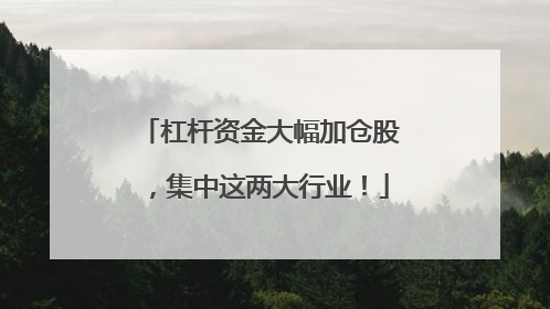 杠杆资金大幅加仓股，集中这两大行业！