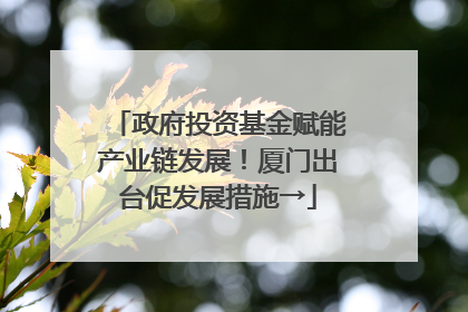 政府投资基金赋能产业链发展！厦门出台促发展措施→