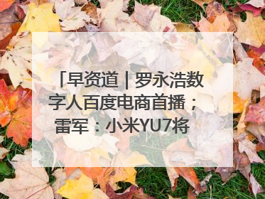 早资道｜罗永浩数字人百度电商首播；雷军：小米YU7将于6月底发布