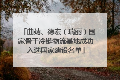 曲靖、德宏（瑞丽）国家骨干冷链物流基地成功入选国家建设名单