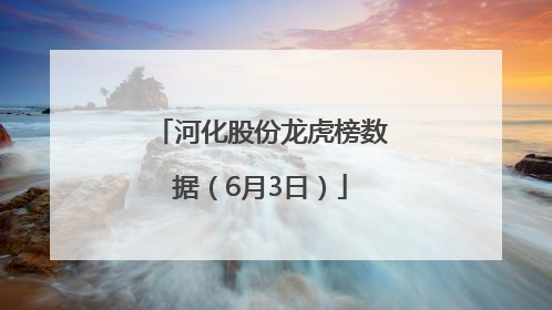 河化股份龙虎榜数据（6月3日）