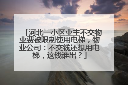 河北一小区业主不交物业费被限制使用电梯，物业公司：不交钱还想用电梯，这钱谁出？