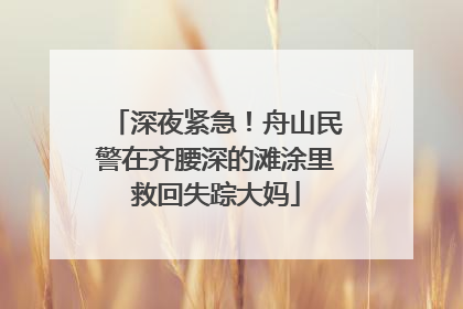 深夜紧急！舟山民警在齐腰深的滩涂里救回失踪大妈