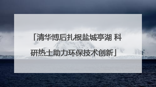 清华博后扎根盐城亭湖 科研热土助力环保技术创新