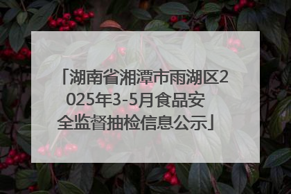 湖南省湘潭市雨湖区2025年3-5月食品安全监督抽检信息公示