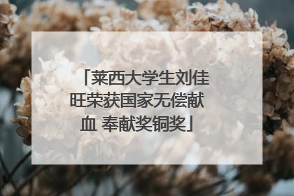 莱西大学生刘佳旺荣获国家无偿献血 奉献奖铜奖