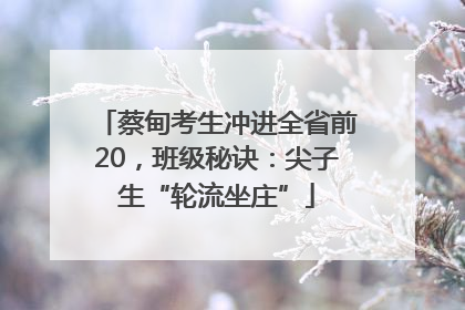 蔡甸考生冲进全省前20，班级秘诀：尖子生“轮流坐庄”