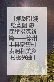 规划引领绘蓝图 惠民举措筑新篇——徐州丰县宗集村奏响和美乡村振兴曲