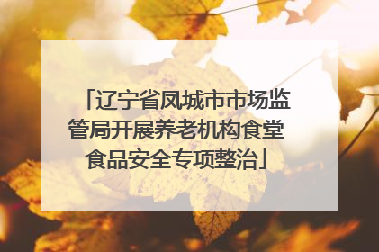 辽宁省凤城市市场监管局开展养老机构食堂食品安全专项整治