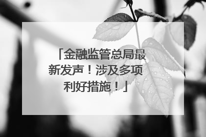 金融监管总局最新发声！涉及多项利好措施！
