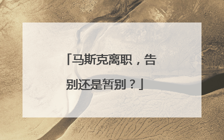 马斯克离职，告别还是暂别？