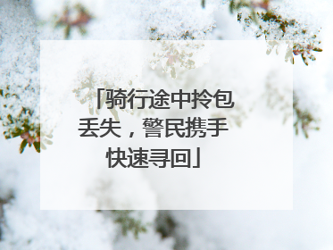 骑行途中拎包丢失，警民携手快速寻回
