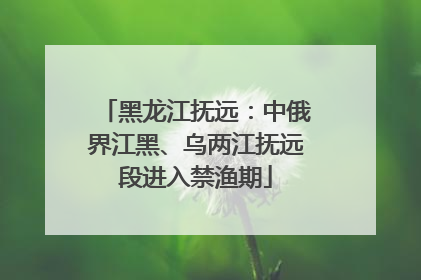 黑龙江抚远：中俄界江黑、乌两江抚远段进入禁渔期