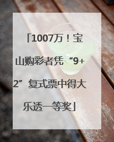 1007万！宝山购彩者凭“9+2”复式票中得大乐透一等奖
